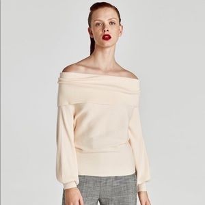 *ZARA* Cream Off The Shoulder Sweater